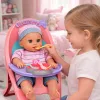 LEAN TOYS Muñeca bebé Hace pipí, balbucea, llora, habla 12 sonidos, accesorios, silla