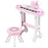 LEAN TOYS Piano-órgano electrónico para niños con taburete, micrófono, MP3 - Rosa