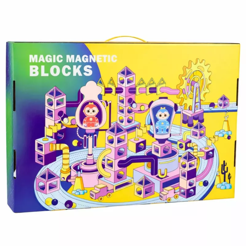 LEAN TOYS Set de bloques magnéticos Pista de bolas Molino de rueda 118 piezas