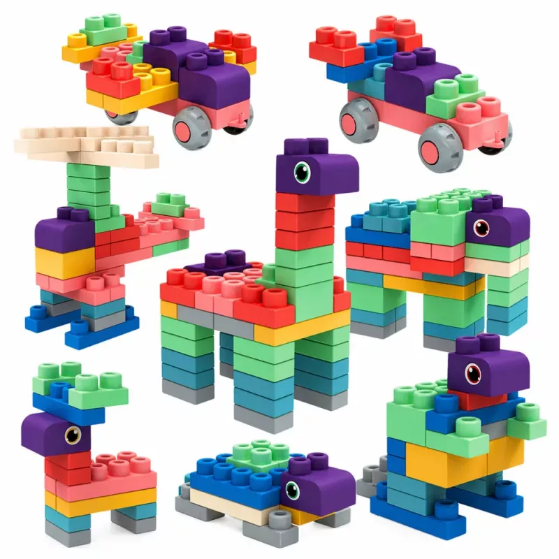 LEAN TOYS Bloques sensoriales blandos de silicona de colores 80 uds.