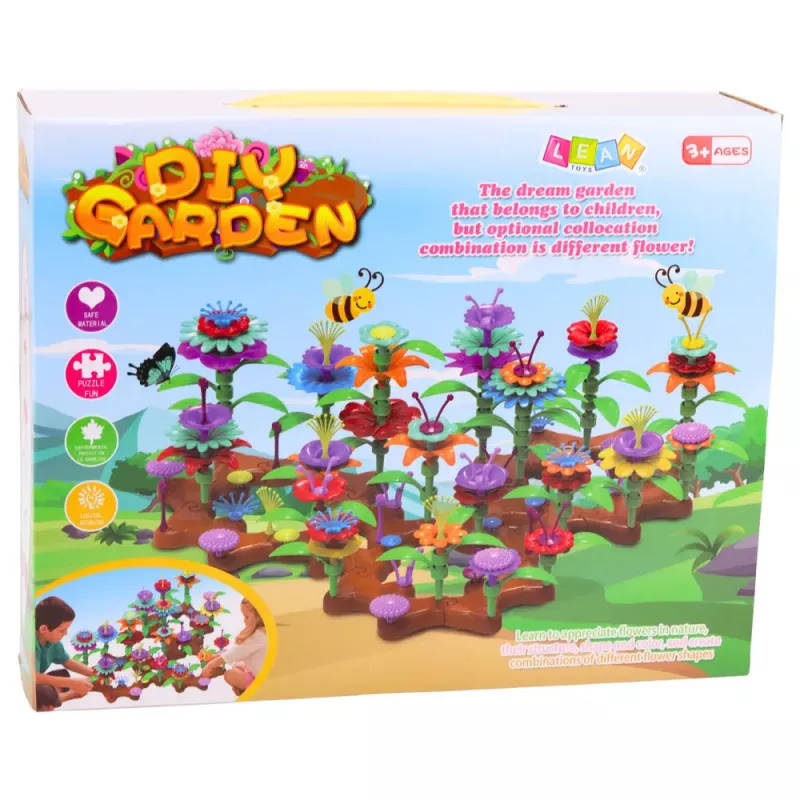 LEAN TOYS Set de bloques de construcción de jardín de flores de colores DIY 148 piezas