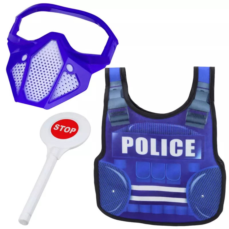 LEAN TOYS Set de policía Chaleco Rifle Máscara Walkie-talkie Accesorios
