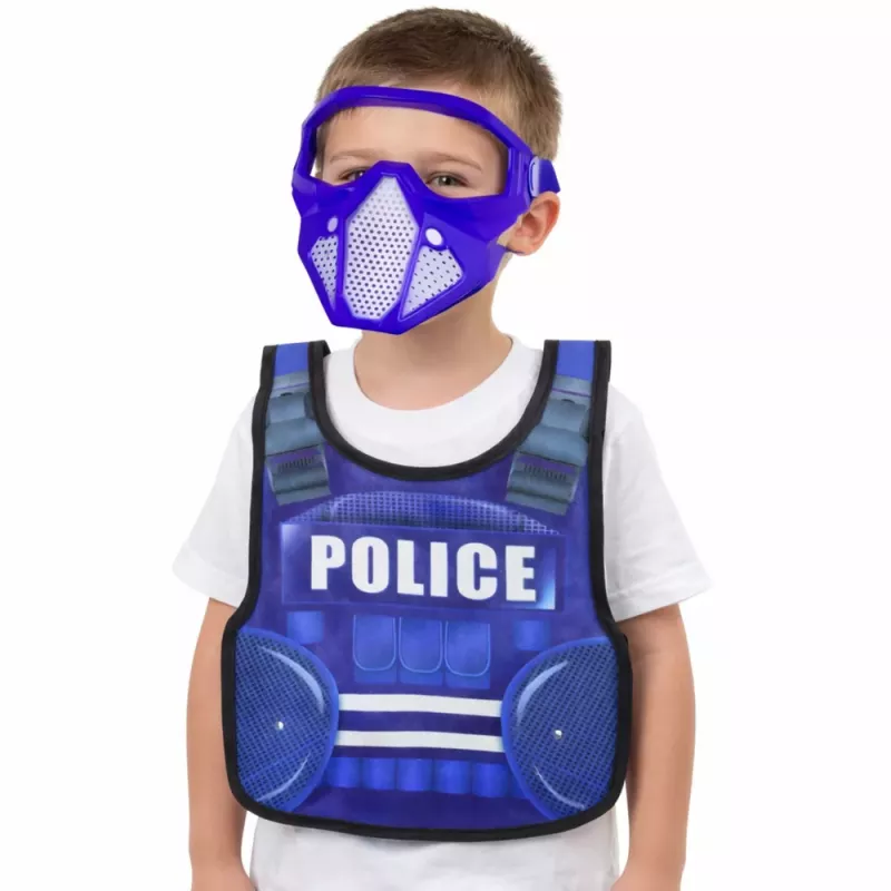 LEAN TOYS Set de policía Chaleco Rifle Máscara Walkie-talkie Accesorios