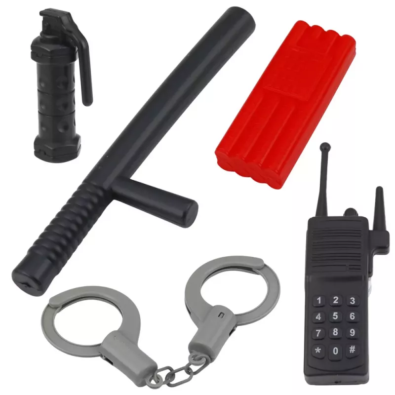LEAN TOYS Set de policía Chaleco Rifle Máscara Walkie-talkie Accesorios