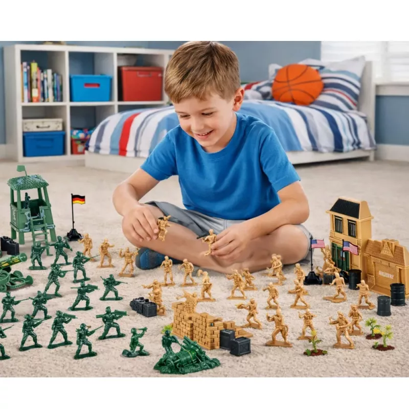 LEAN TOYS Base militar Figuras Soldados Vehículos Gran set militar 400 piezas