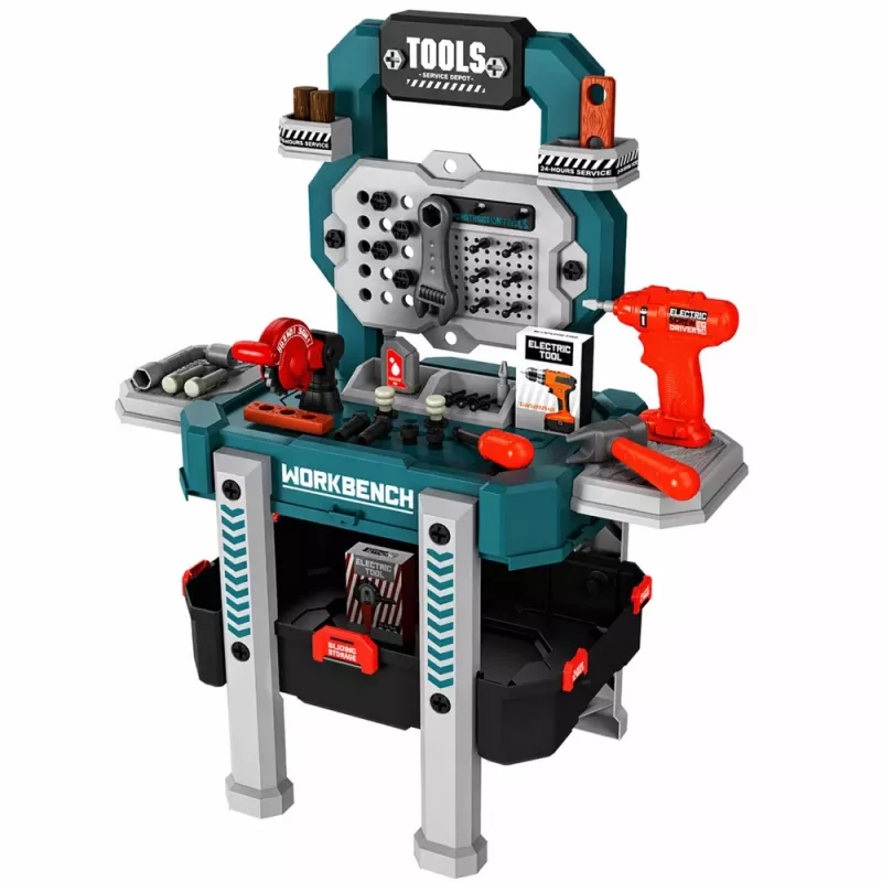 LEAN TOYS Set DIY 2 en 1 Banco de trabajo Maletín Taller Destornilladores 78 piezas
