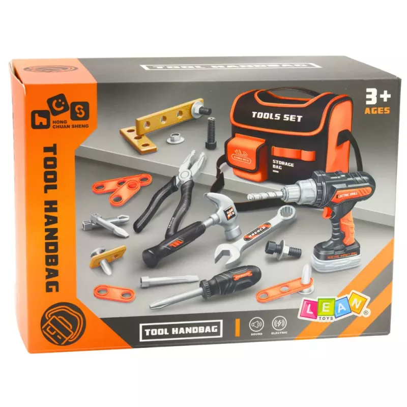 LEAN TOYS Set de herramientas DIY en bolsa Taladro y destornilladores 25 piezas