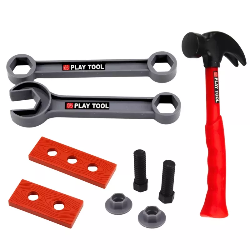 LEAN TOYS Gran set de herramientas para niños, destornillador a pilas, lijadora, 28 piezas