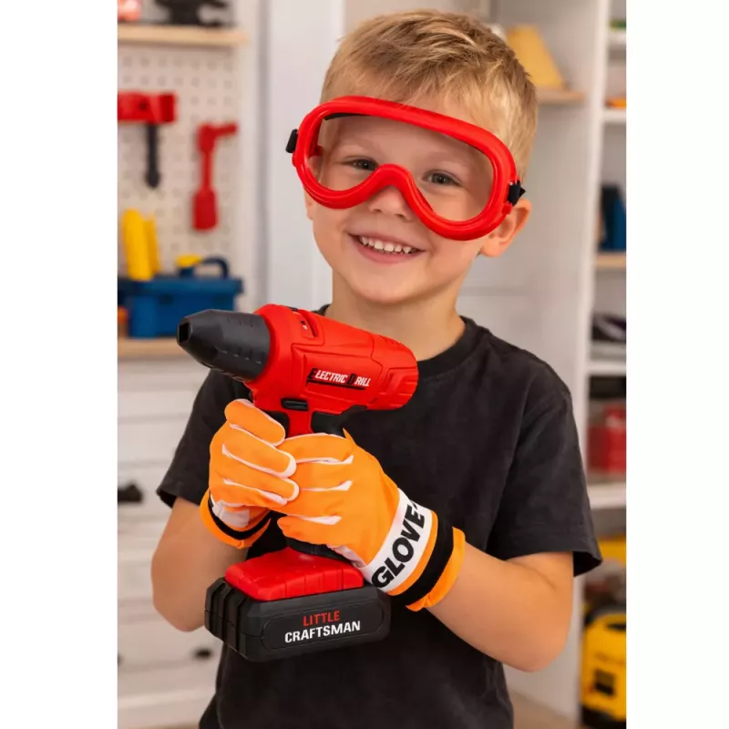 LEAN TOYS Gran set de herramientas para niños, destornillador a pilas, lijadora, 28 piezas