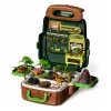 LEAN TOYS Set de dinosaurios en mochila, maletín, figuras, tarjetas educativas, accesorios, 30 piezas
