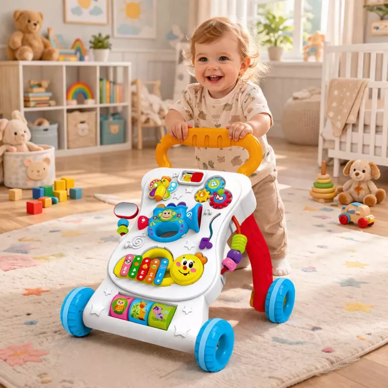 LEAN TOYS Andador con panel musical interactivo 3 en 1 Sonidos
