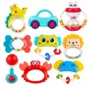LEAN TOYS Set de sonajeros, mordedores y juguetes para niños pequeños, de colores, móviles, 9 piezas