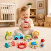 LEAN TOYS Set de sonajeros, mordedores y juguetes para niños pequeños, de colores, móviles, 9 piezas
