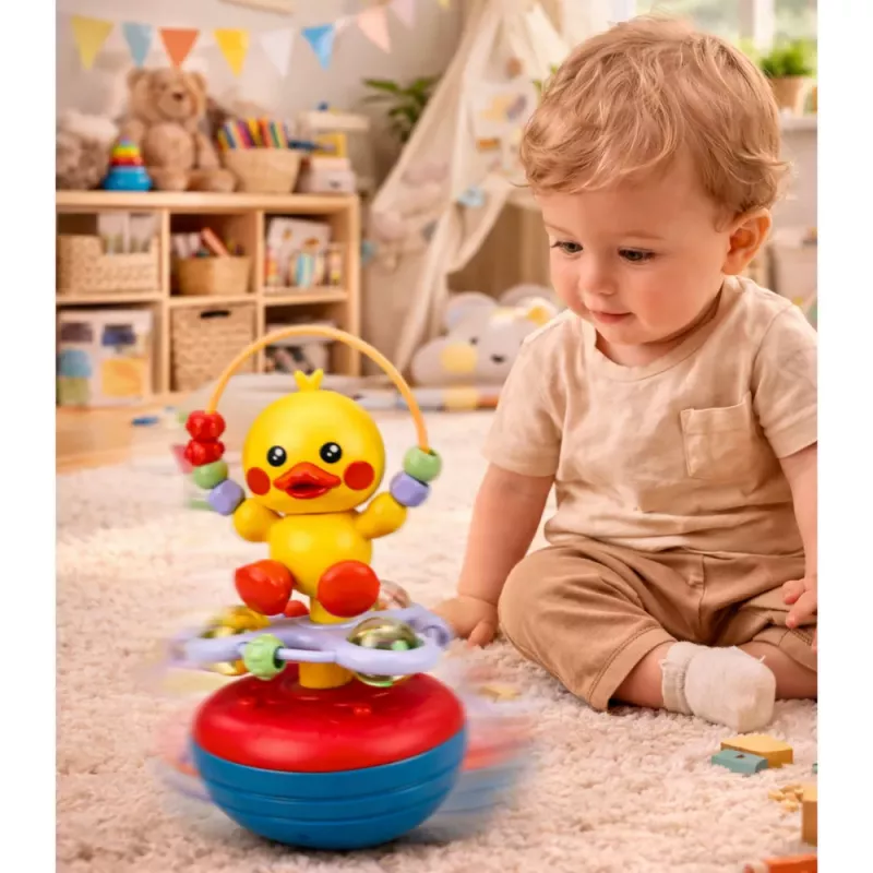 LEAN TOYS Pato Wanka Stand Up Educativo Interactivo Sonidos Sonajero Amarillo