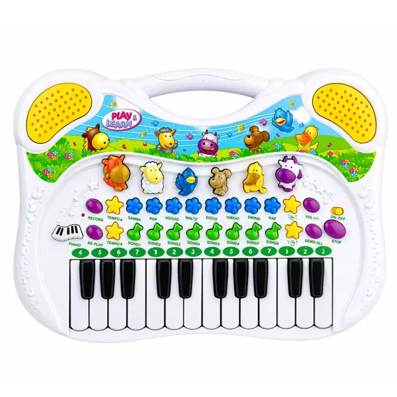 LEAN TOYS Piano educativo interactivo para niños con sonidos de animales y melodías