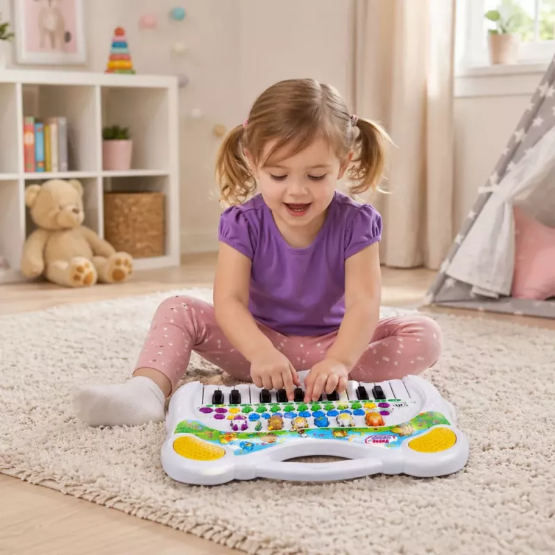 LEAN TOYS Piano educativo interactivo para niños con sonidos de animales y melodías