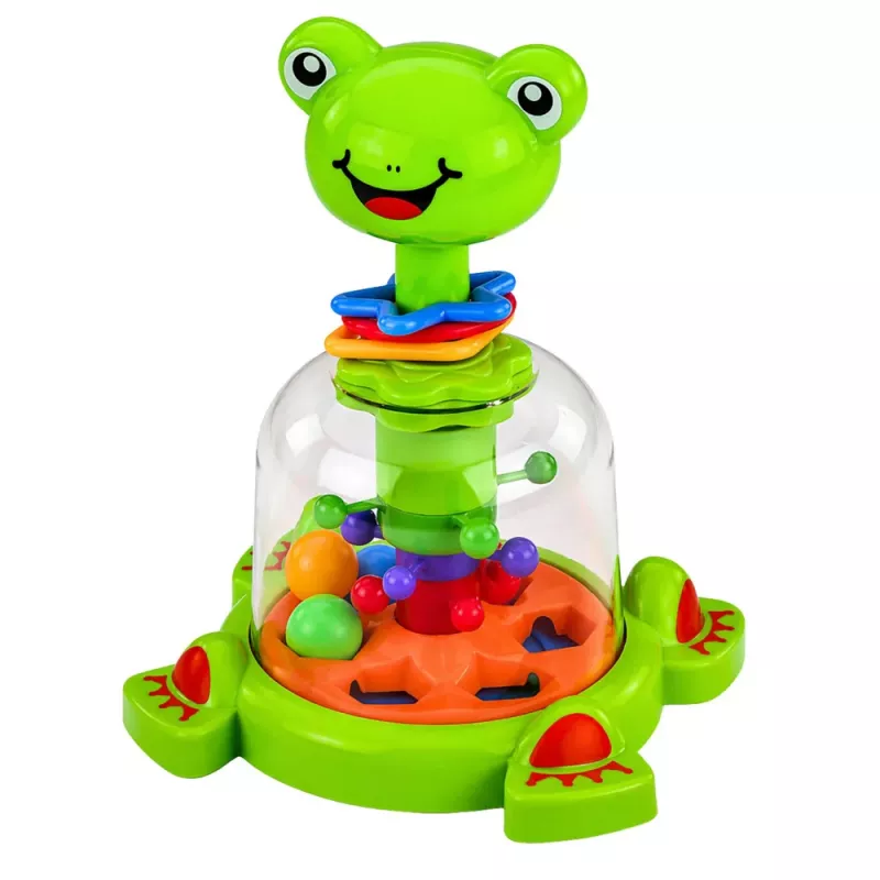 LEAN TOYS Spinner de rana interactivo con bolas giratorias para bebés