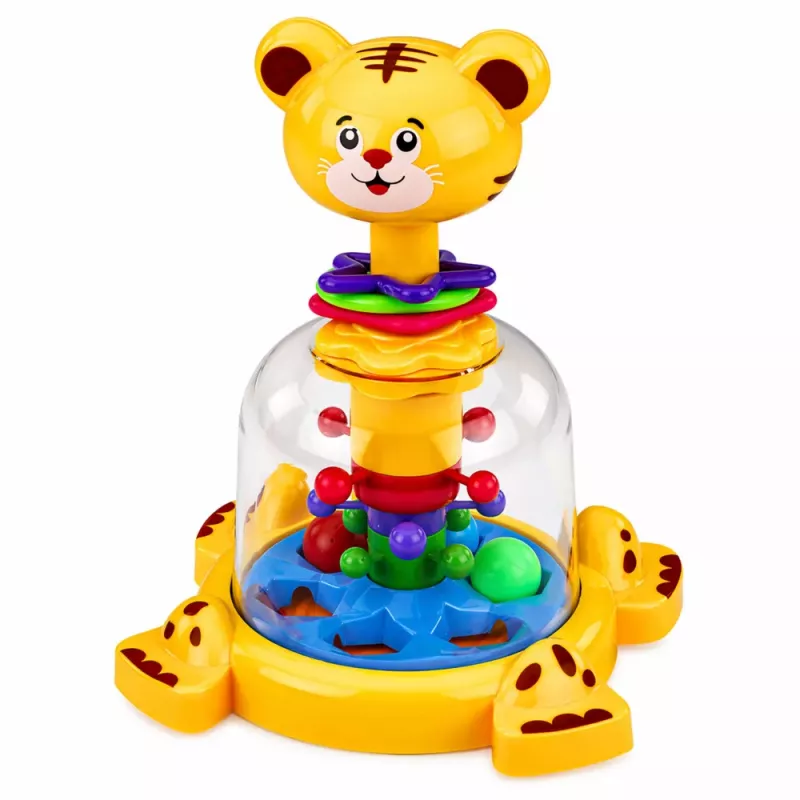 LEAN TOYS Spinner de tigre-gato interactivo con bolas para bebés