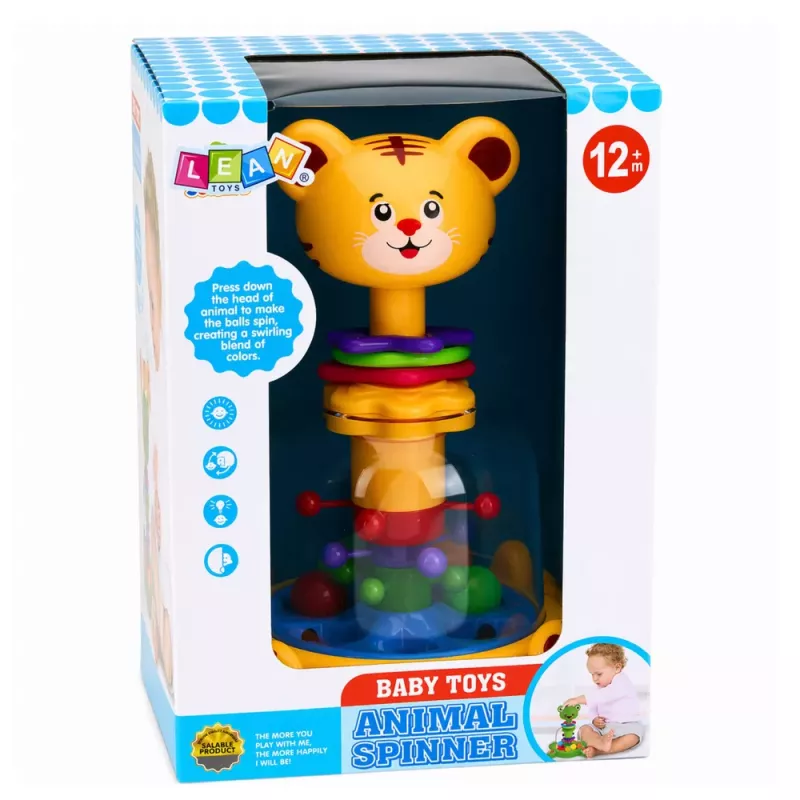 LEAN TOYS Spinner de tigre-gato interactivo con bolas para bebés