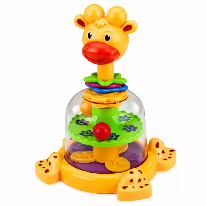 LEAN TOYS Spinner de jirafa interactivo con bolas giratorias para bebés