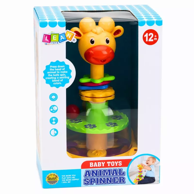 LEAN TOYS Spinner de jirafa interactivo con bolas giratorias para bebés