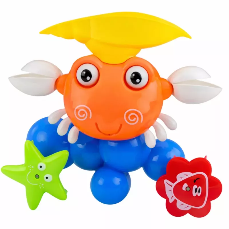 LEAN TOYS Set de baño cangrejo fuente juguete interactivo con ventosas