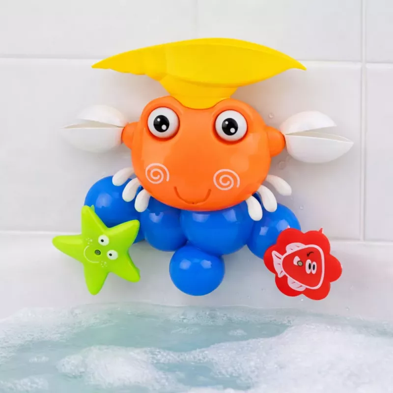 LEAN TOYS Set de baño cangrejo fuente juguete interactivo con ventosas