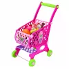 LEAN TOYS Carrito de la compra grande para niños, alimentos, rosa, 52 cm, 46 piezas