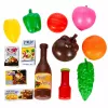 LEAN TOYS Carrito de la compra grande para niños, alimentos, rosa, 52 cm, 46 piezas