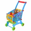 LEAN TOYS Carrito de la compra grande para niños, alimentos, azul, 52 cm, 46 piezas