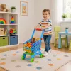 LEAN TOYS Carrito de la compra grande para niños, alimentos, azul, 52 cm, 46 piezas