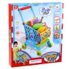 LEAN TOYS Carrito de la compra grande para niños, alimentos, azul, 52 cm, 46 piezas