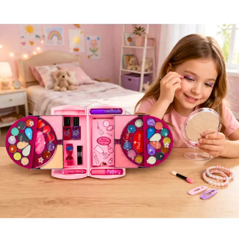 LEAN TOYS Set de belleza para maquillaje y uñas cosmética sombras de ojos esmaltes maletín