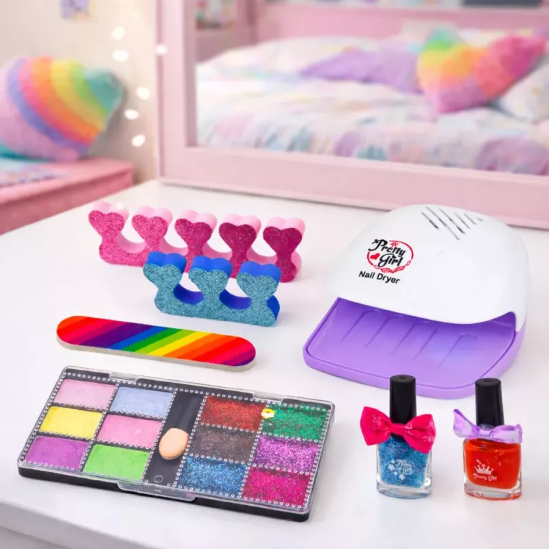 LEAN TOYS Set de belleza maquillaje de uñas con bolsa ajustable, accesorios, 20 piezas