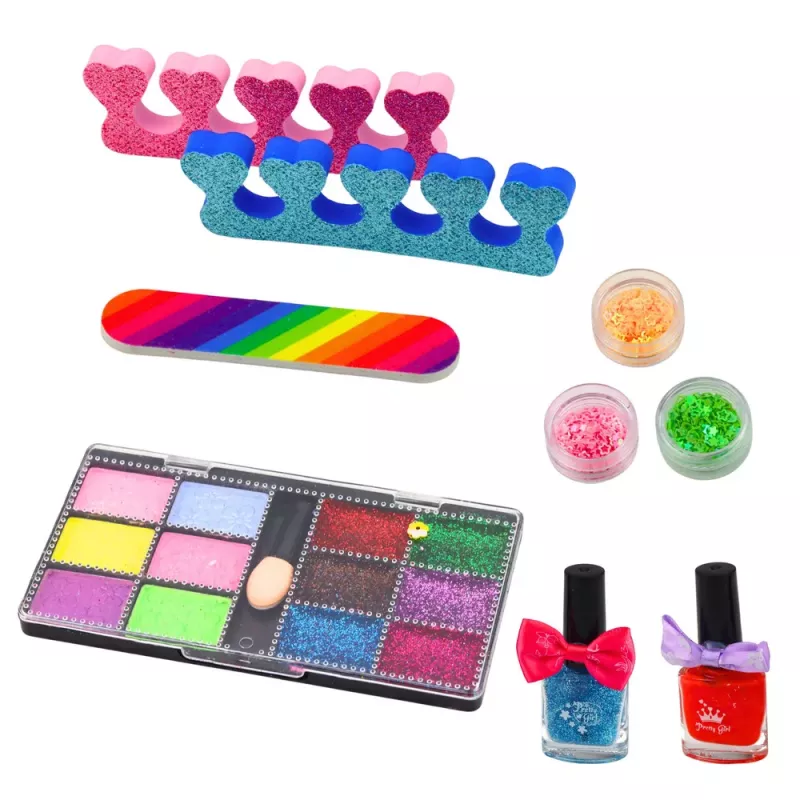 LEAN TOYS Set de belleza maquillaje de uñas con bolsa ajustable, accesorios, 20 piezas