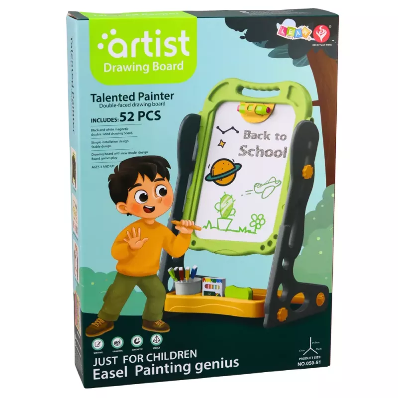 LEAN TOYS Pizarra magnética de doble cara, pizarra blanca, verde, 52 piezas