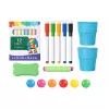 LEAN TOYS Pizarra blanca magnética de doble cara con imanes y tiza, 48 piezas