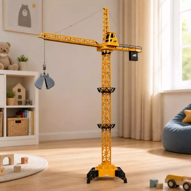 LEAN TOYS Grúa de construcción RC con mando a distancia por cable 360° giro 71 cm