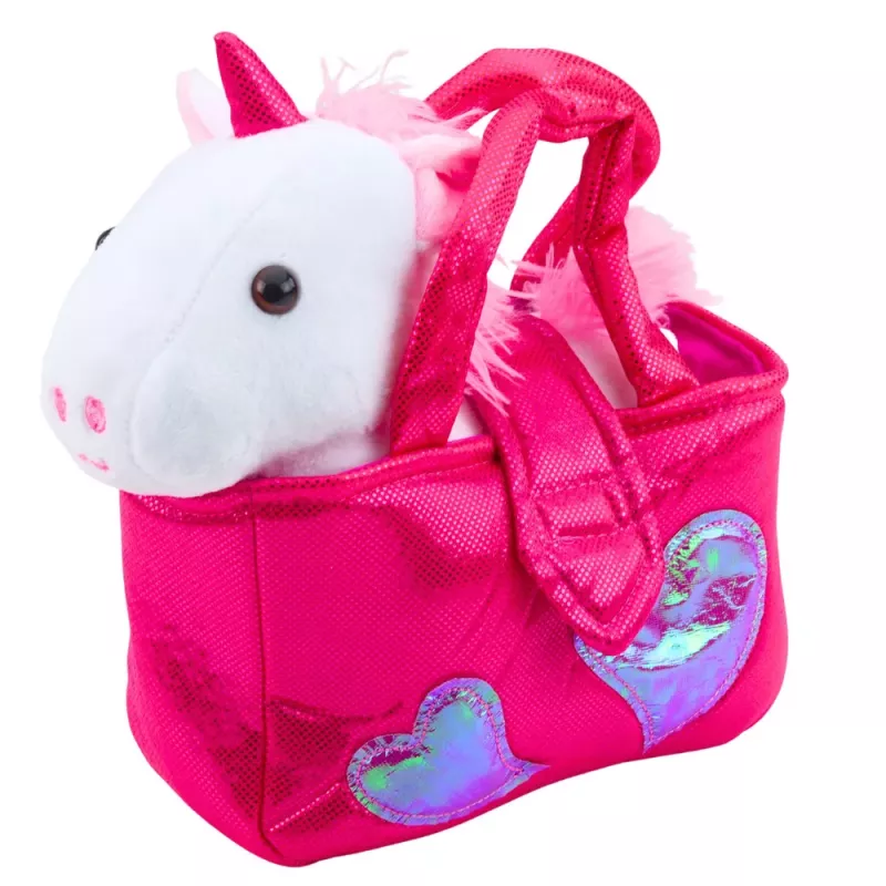 LEAN TOYS Peluche unicornio en bolsa, blanco, 25 cm
