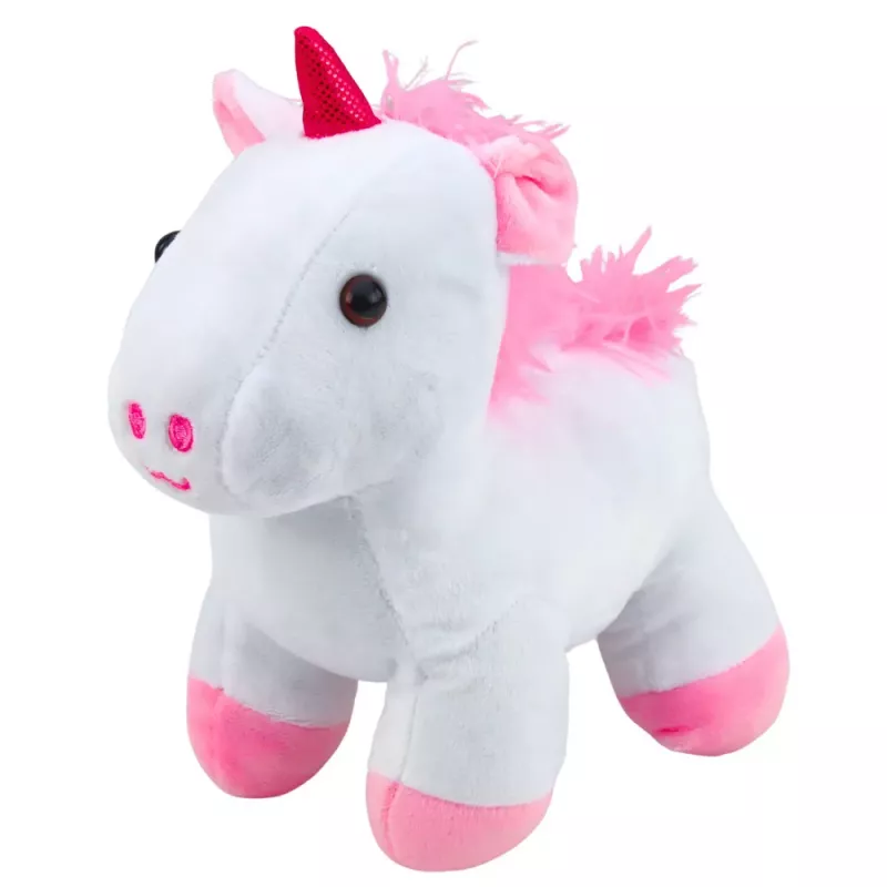 LEAN TOYS Peluche unicornio en bolsa, blanco, 25 cm