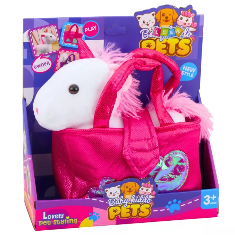LEAN TOYS Peluche unicornio en bolsa, blanco, 25 cm