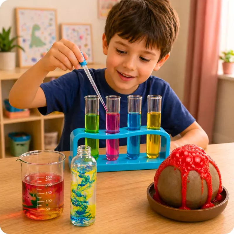 LEAN TOYS Kit educativo de experimentos Little Chemist's 14 en 1 experimentos volcán