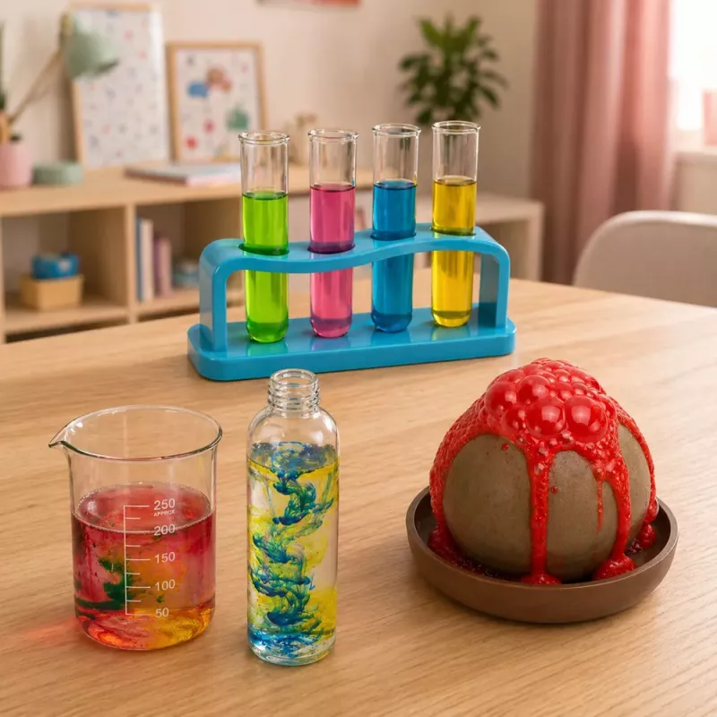 LEAN TOYS Kit educativo de experimentos Little Chemist's 14 en 1 experimentos volcán