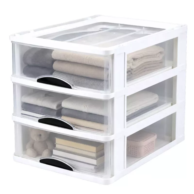 LEAN Organizador multifunción 3 cajones recipiente de plástico blanco