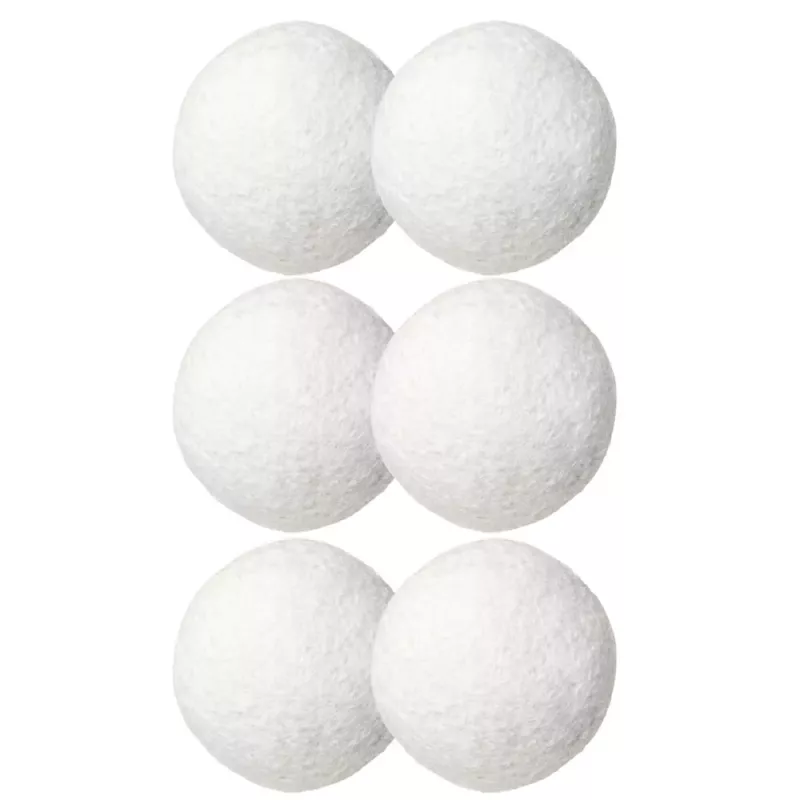 LEAN Bolas de secadora de lana natural hipoalergénicas blancas 7 cm 6 uds.