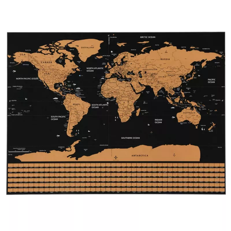 LEAN Póster rascable mapa del mundo para viajeros 82 x 59 cm