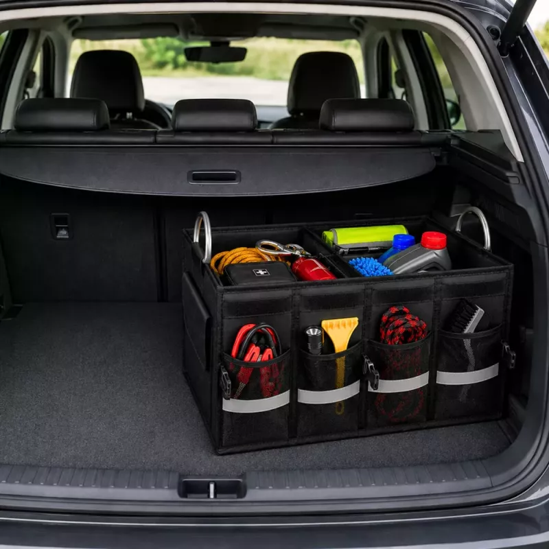 LEAN Organizador de maletero plegable grande negro 50L