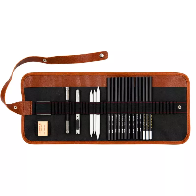 LEAN Set profesional de dibujo lápices de dibujo accesorios estuche 31 uds.