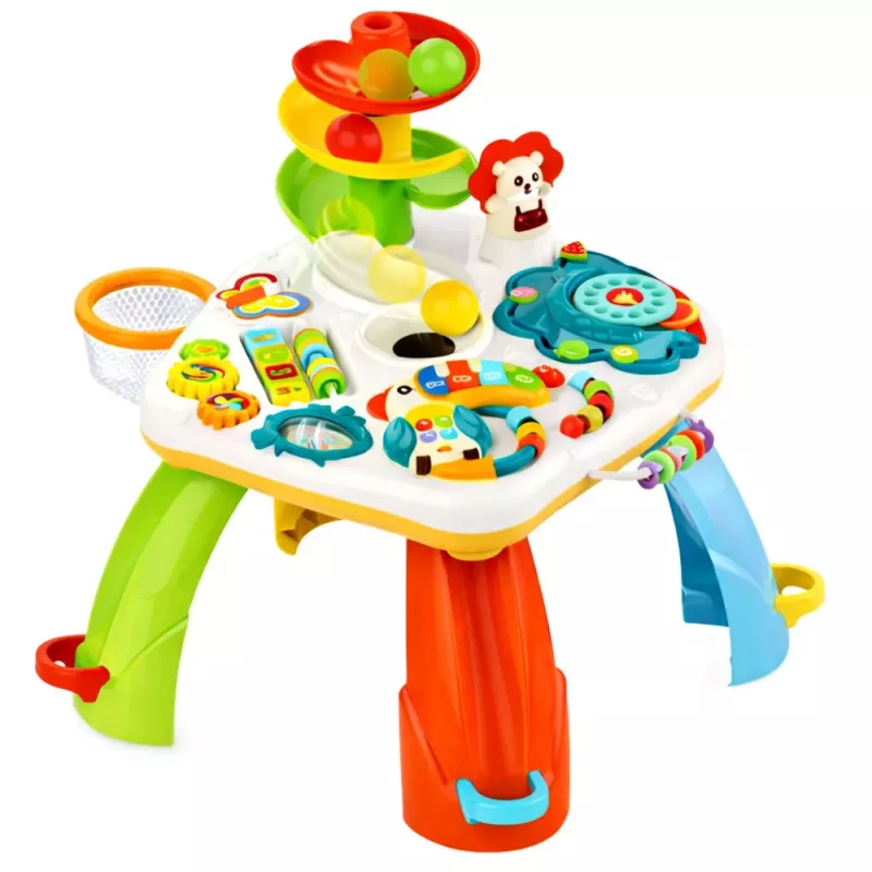 LEAN TOYS Mesa de aprendizaje piano interactivo tobogán para bolas móvil eléctrico