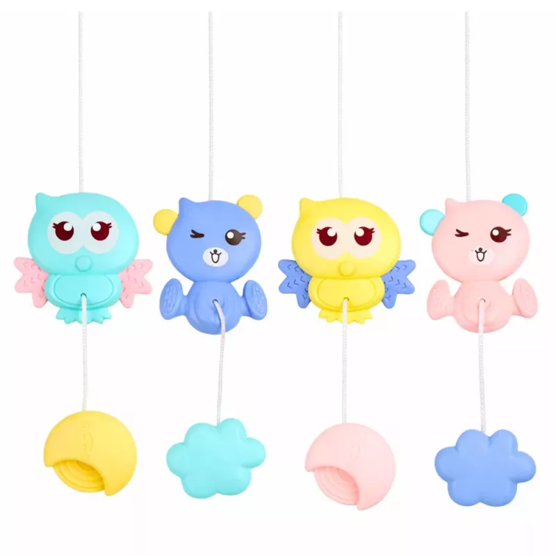 LEAN TOYS Proyector cuna carrusel 2 en 1 melodías sonidos de animales mando a distancia rosa